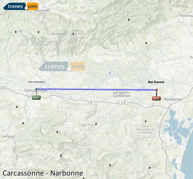 Tren Carcassonne (Carcasona) Narbonne (Narbona)