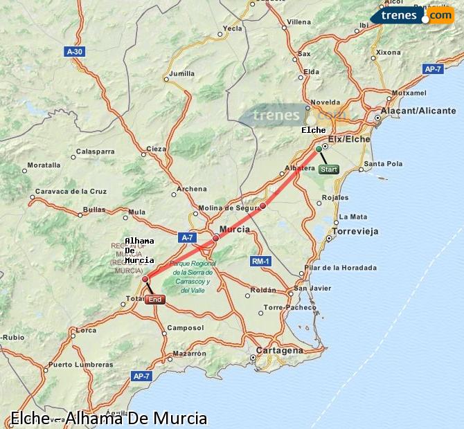 Cheap Elche to Alhama De Murcia trains, tickets from 12,55 € - Trenes.com