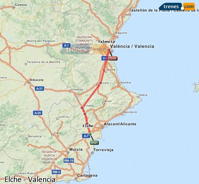 travel from elche to valencia