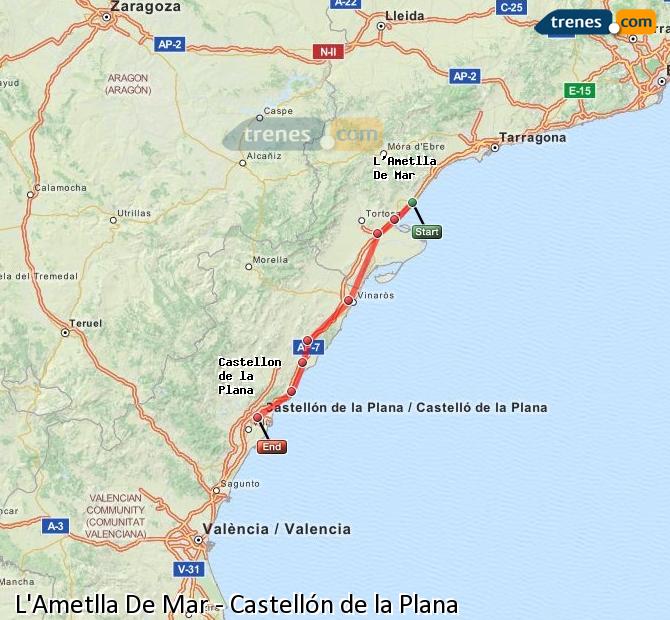 Cheap L'Ametlla De Mar to Castellón trains, tickets from 12,90 ...