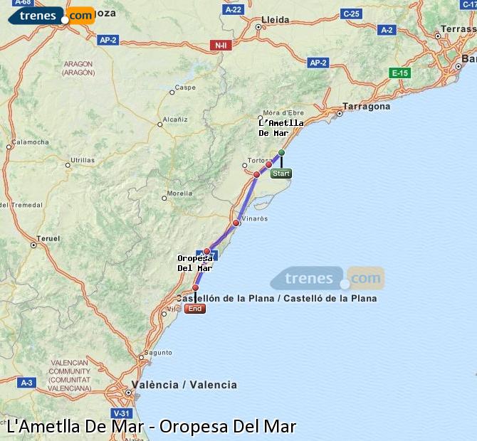 Cheap L'Ametlla De Mar to Oropesa Del Mar trains, tickets from 10,80 ...