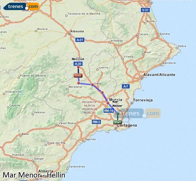 Cheap Mar Menor to Hellín trains, tickets from 10,60 € - Trenes.com