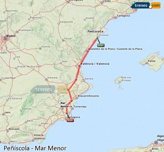 Cheap Peñíscola to Mar Menor trains, tickets from 34,90 € - Trenes.com