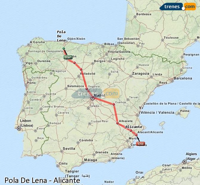 Cheap Pola De Lena to Alicante trains, tickets from 35,05 € - Trenes.com