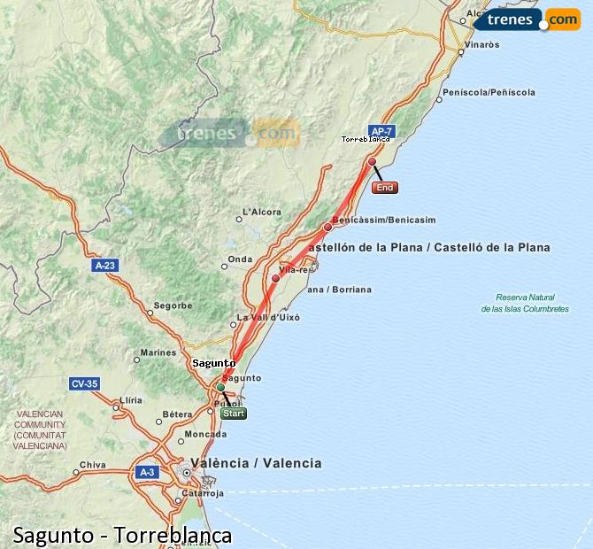 Cheap Sagunto to Torreblanca trains, tickets from 7,40 € - Trenes.com