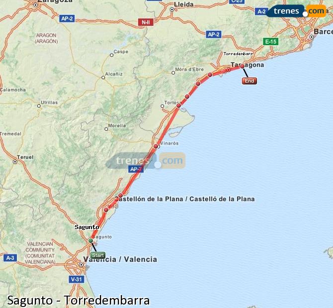 Cheap Sagunto to Torredembarra trains, tickets from 21,15 € - Trenes.com