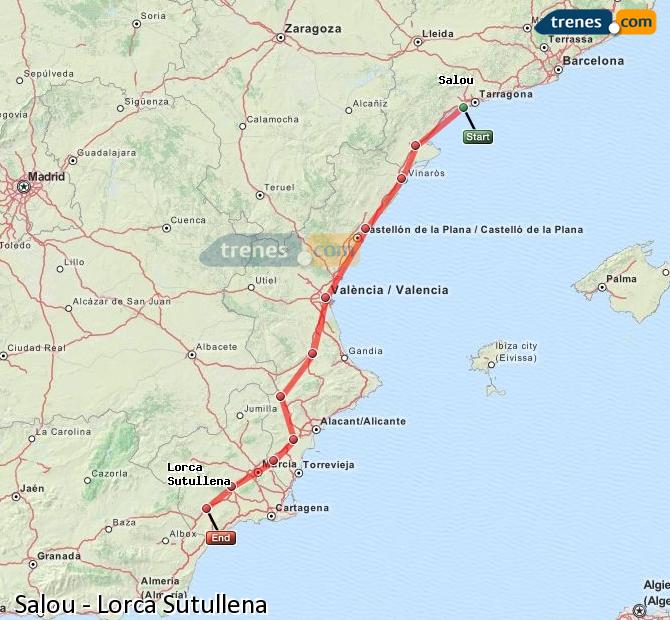 Cheap Salou to Lorca Sutullena trains, tickets from 54,50 € - Trenes.com