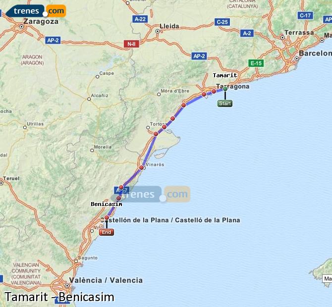 Cheap Tamarit to Benicasim trains, tickets from 10,25 € - Trenes.com