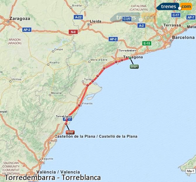 Cheap Torredembarra to Torreblanca trains, tickets from 9,20 € - Trenes.com