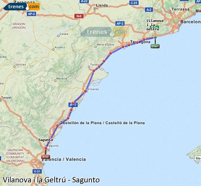 Cheap Vilanova i la Geltrú to Sagunto trains, tickets from 14,80 ...