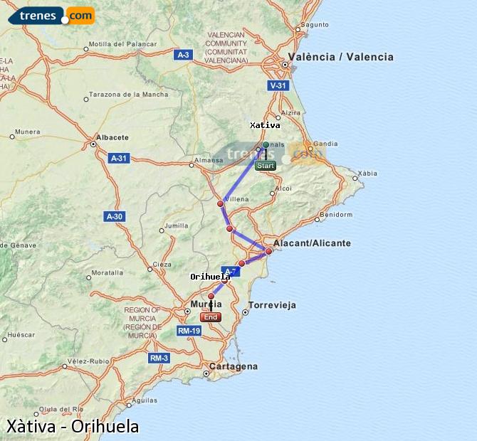 Cheap Xativa to Orihuela trains, tickets from 12,50 € - Trenes.com